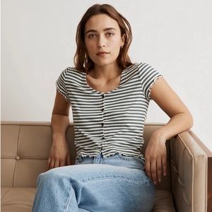 Maya Vneck Button Front Tee